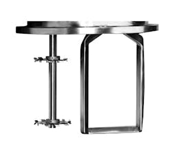 Figure 2. Unit combines a high-speed disperser and a rectangular or helical planetary blade that transports non-flowing, viscous materials from the sidewall to the high-shear device. Figure 2. Unit combines a high-speed disperser and a rectangular or helical planetary blade that transports non-flowing, viscous materials from the sidewall to the high-shear device.