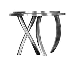 Figure 3. These blades, built to withstand the great stress of mixing viscous materials up to 8 million cP, prevent sticky materials from climbing upward into the planetary gearbox. Figure 3. These blades, built to withstand the great stress of mixing viscous materials up to 8 million cP, prevent sticky materials from climbing upward into the planetary gearbox.