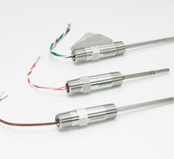 Figure 1. Options include dual, 3-wire RTD (top); single, 4-wire RTD (center); and Type K thermocouple (bottom). Figure 1. Options include dual, 3-wire RTD (top); single, 4-wire RTD (center); and Type K thermocouple (bottom).