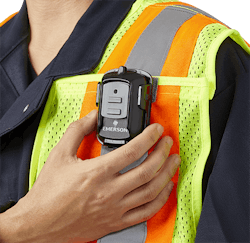 Figure 3. Pushing a button enables a worker to signal an injury or emergency as well as the person’s location. Figure 3. Pushing a button enables a worker to signal an injury or emergency as well as the person’s location.