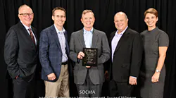 2019-SOCMA-Performance-Improvement-Award-L-to-R-Gene-Williams-Chaiman-SOCMA-Board-Joe-Welch-MFG-Chemical-EHSS-Keith-Arnold-Pres-CEO-MFG-Chemical-Jon-Amdursky-MFG-Chemical-Marcom-Jennifer-Abril-Pres-CEO-SOCMA