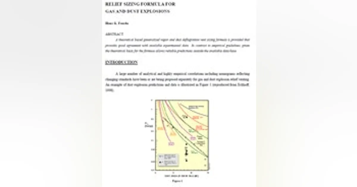 Gas And Dust Explosions -- Relief Sizing Formula | Chemical Processing ...