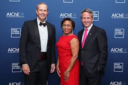 Michael Wirth, Chairman of the Board and CEO of Chevron; Paula T. Hammond, Institute Professor and Department Head of Chemical Engineering (Koch Institute for Integrative Cancer Research at MIT); and Christophe Beck, Chairman and CEO of Ecolab.