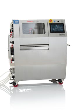 Thermo Fisher's DynaSpin enables large-scale cell culture harvest. Thermo Fisher's DynaSpin enables large-scale cell culture harvest.