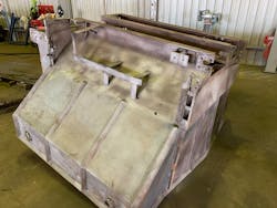 Figure 1. An example of a small hopper for bulk material handling under revamp and renovation at workshop. Figure 1. An example of a small hopper for bulk material handling under revamp and renovation at workshop.