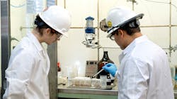 An experienced operator trains a co-op how to test materials for corrosivity or fouling potentials that could result in loss of containment or process upsets. This testing process aligns with key principles of sustainability, including minimization, substitution and simplification. An experienced operator trains a co-op how to test materials for corrosivity or fouling potentials that could result in loss of containment or process upsets. This testing process aligns with key principles of sustainability, including minimization, substitution and simplification.