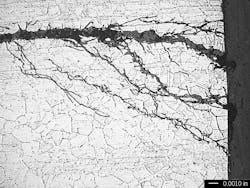 Figure 2. Many stainless steels and alloys resist uniform corrosion but are susceptible to localized attack. Photo courtesy of Matco Associates, Inc., Pittsburgh, PA. Figure 2. Many stainless steels and alloys resist uniform corrosion but are susceptible to localized attack. Photo courtesy of Matco Associates, Inc., Pittsburgh, PA.