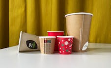An array of paper cups