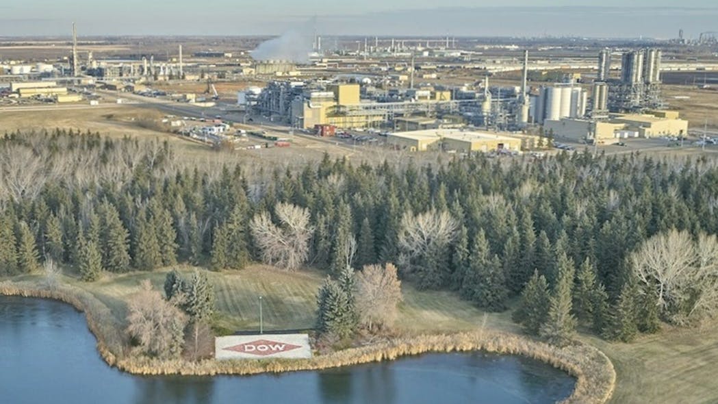 Aerial photograph of Dow, Inc.&rsquo;s manufacturing site in Fort Saskatchewan, Alberta, Canada