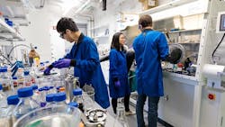 Chong Liu, assistant professor of molecular engineering at the University of Chicago, leads a team or researchers who are developing a new type of electrode that, using a process called electrochemical intercalation, can extract valuable elements from seawater. This method could present one of the most sustainable methods for extracting lithium anywhere, the researchers say. (Photo by John Zich) Chong Liu, assistant professor of molecular engineering at the University of Chicago, leads a team or researchers who are developing a new type of electrode that, using a process called electrochemical intercalation, can extract valuable elements from seawater. This method could present one of the most sustainable methods for extracting lithium anywhere, the researchers say. (Photo by John Zich)