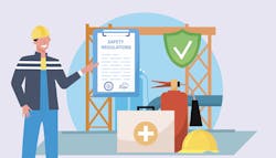 Graphic representation of engineer and safety regulations Graphic representation of engineer and safety regulations