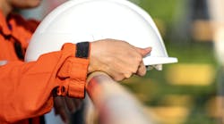 Close up of engineer's hard hat Close up of engineer's hard hat
