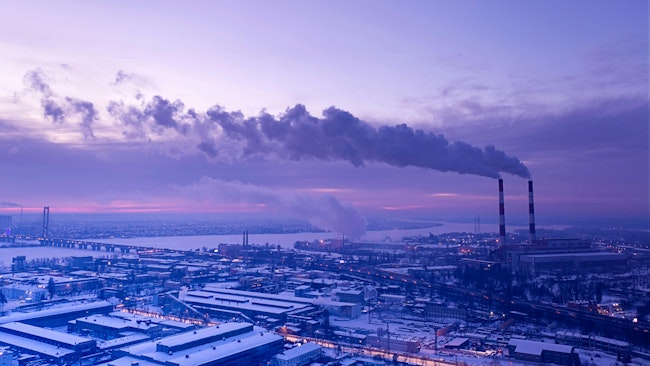 Smoke Stacks Emitting Harmful Emissions Into The Atmosphere Causing Global Warming