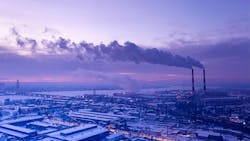Smoke Stacks Emitting Harmful Emissions Into The Atmosphere Causing Global Warming Smoke Stacks Emitting Harmful Emissions Into The Atmosphere Causing Global Warming