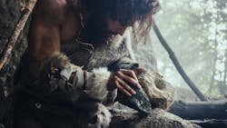 Neanderthal with stone tools Neanderthal with stone tools