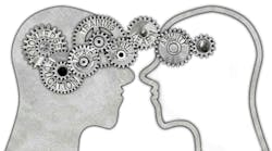 Head silhouette and tooth wheels with knowledge transfer and education concept related words imprinted on metal surface isolated on white Head silhouette and tooth wheels with knowledge transfer and education concept related words imprinted on metal surface isolated on white