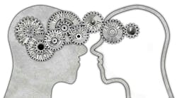 Head silhouette and tooth wheels with knowledge transfer and education concept related words imprinted on metal surface isolated on white Head silhouette and tooth wheels with knowledge transfer and education concept related words imprinted on metal surface isolated on white