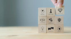 Wood blocks showing various soft skills Wood blocks showing various soft skills