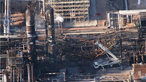 Aerial view of the 2007 Valero accident site