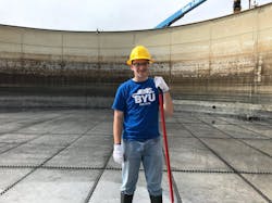 Skyler Cornaby, a process controls engineer at Northrop Grumman's Bacchus plant in Utah, poses for a picture during an internship with an iodine plant. Cornaby is a 2020 Brigham Young University chemical engineering graduate. Skyler Cornaby, a process controls engineer at Northrop Grumman's Bacchus plant in Utah, poses for a picture during an internship with an iodine plant. Cornaby is a 2020 Brigham Young University chemical engineering graduate.