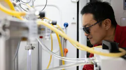 Professor Xiaonan Shan explains microwave plasma in his lab at the University of Houston.