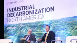 Mark Nikolich (right), CEO of Braskem America Inc., answers questions from moderator Michael Schwartz, chief strategy officer at Elysian Carbon Management, Oct. 1 during the opening day of the Reuters Industrial Decarbonization North America event .