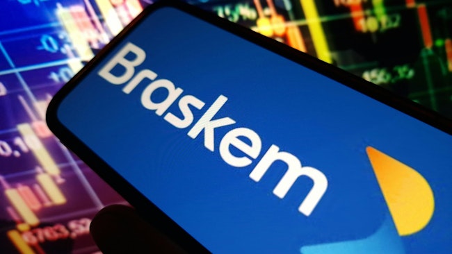 Braskem logo on mobile device screen