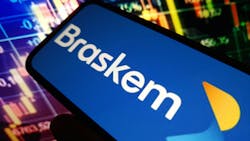 Braskem logo on mobile device screen Braskem logo on mobile device screen