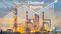 oil and gas plant with chemical exports graph in background oil and gas plant with chemical exports graph in background