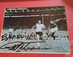 Figure 1. Striker Geoff Hurst autographed this postcard for Seán Ottewell when they met in the mid-90s. Figure 1. Striker Geoff Hurst autographed this postcard for Seán Ottewell when they met in the mid-90s.