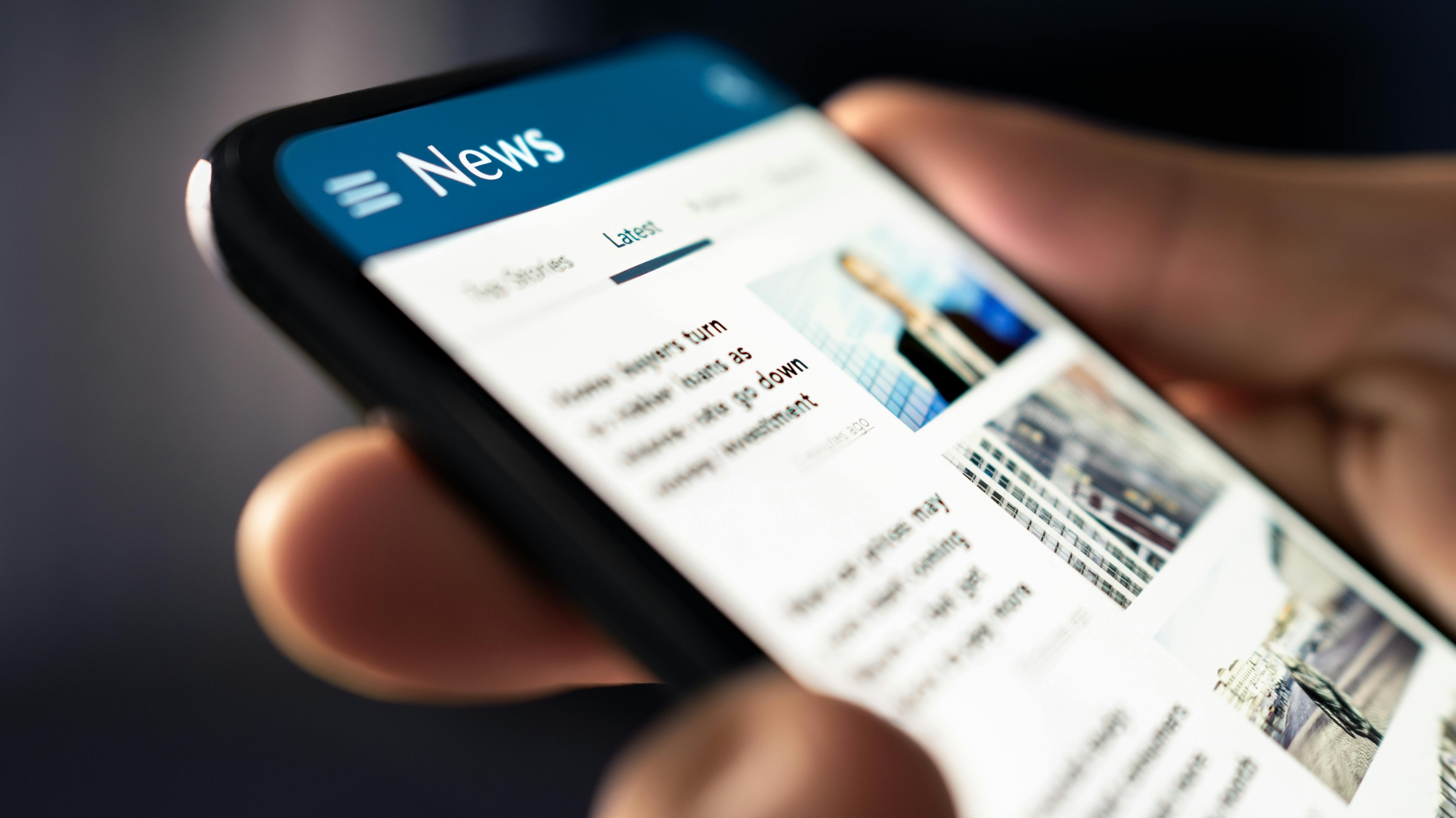 News displayed on smart phone