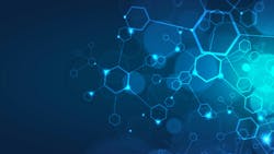 Abstract hexagon network on blue background Abstract hexagon network on blue background