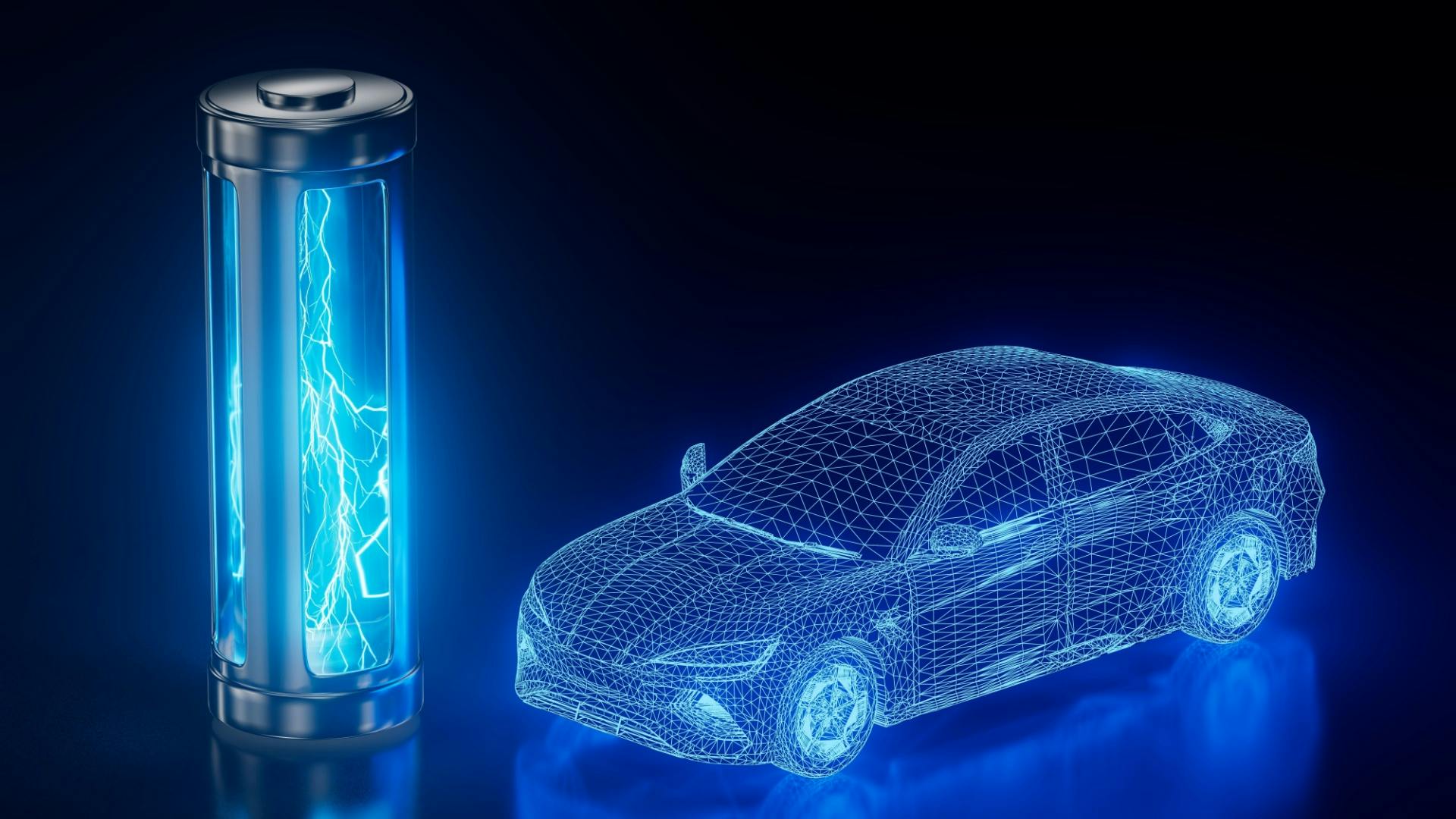 Battery renewable energy innovation EV lithium 3d illustration