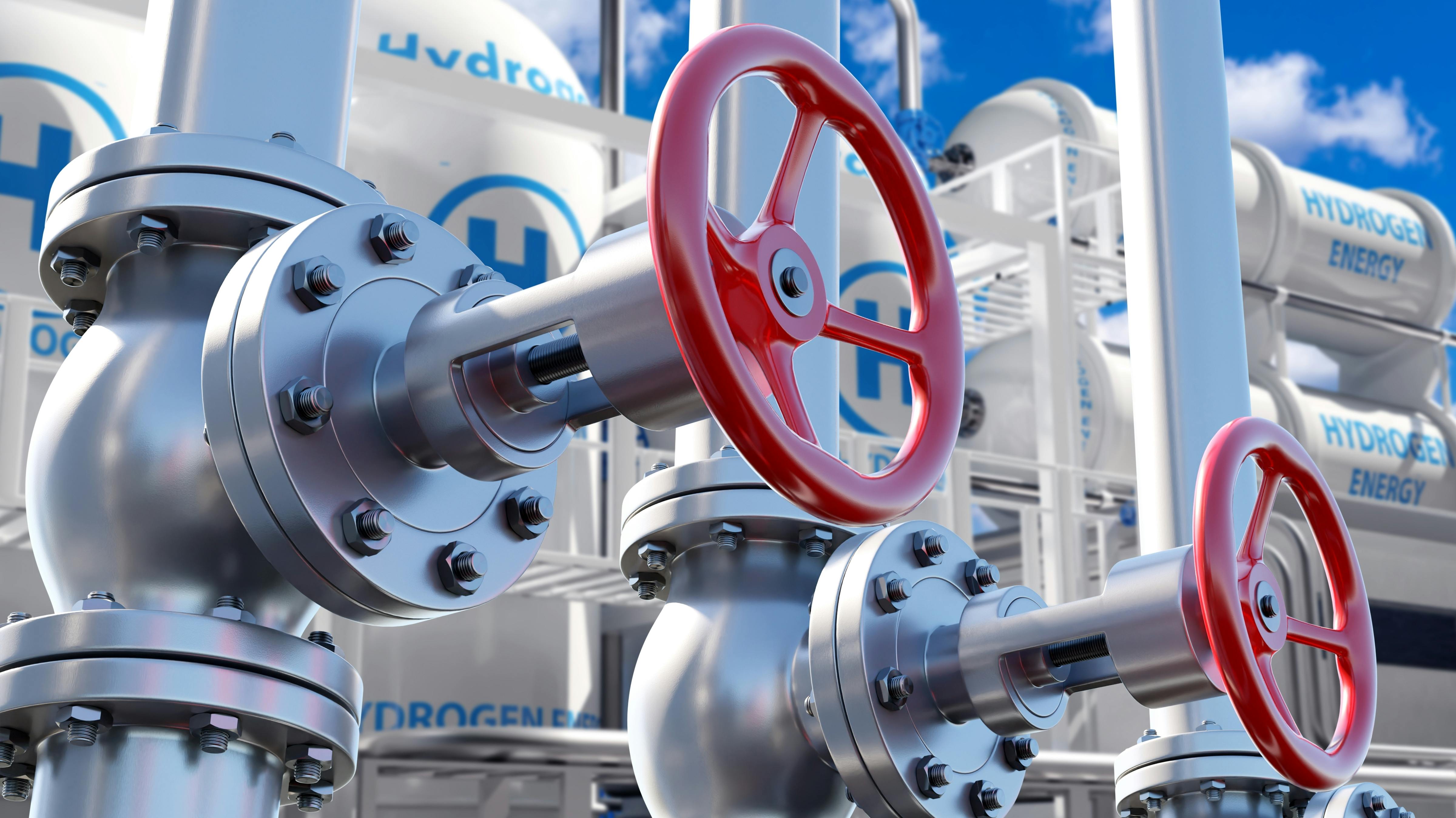 image shows valves, pipes and tanks for renewable hydrogen production