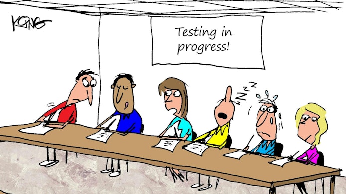 Jerry King Cartoon of engineers testing skills