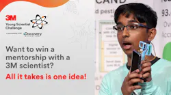 Image shows student presenting idea at 3M Young Scientist Challenge competition
