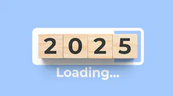 wooden blocks displaying 2025 with the the text 'Loading....' on a blue background