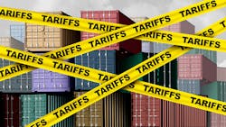 Economic tariffs and government taxation or punative tariff trade policy or duties imposed on imports and exports by a government on imported or exported goods as Protectionism as a 3D illustration. Economic tariffs and government taxation or punative tariff trade policy or duties imposed on imports and exports by a government on imported or exported goods as Protectionism as a 3D illustration.