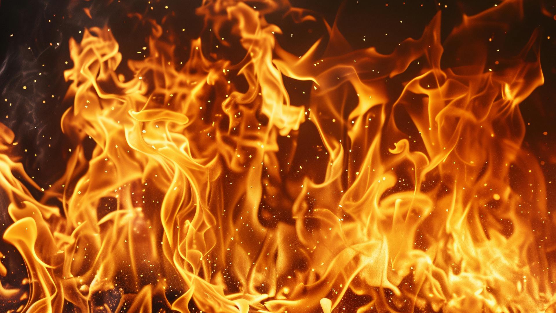 fire, flames on black background