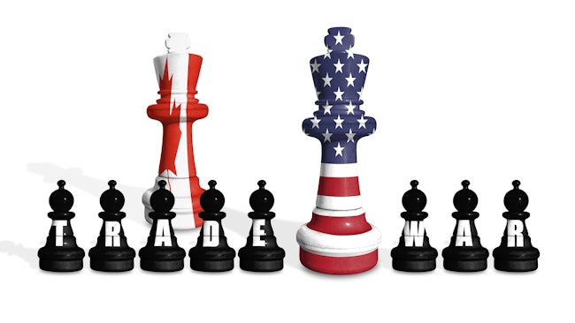 Chess pieces showing the trade war between U.S. and Canada