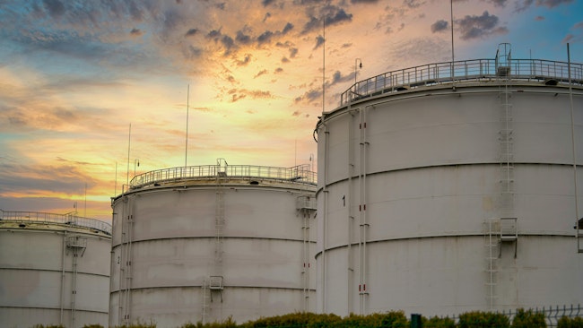 Big industrial oil tanks in a refinery base