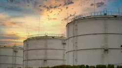 Big industrial oil tanks in a refinery base