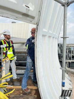Field service technicians grind and smooth the shroud where the blade was rubbing. Field service technicians grind and smooth the shroud where the blade was rubbing.