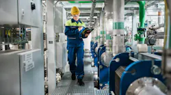 BASF worker in new electrolyzer plant at Ludwigshafen site