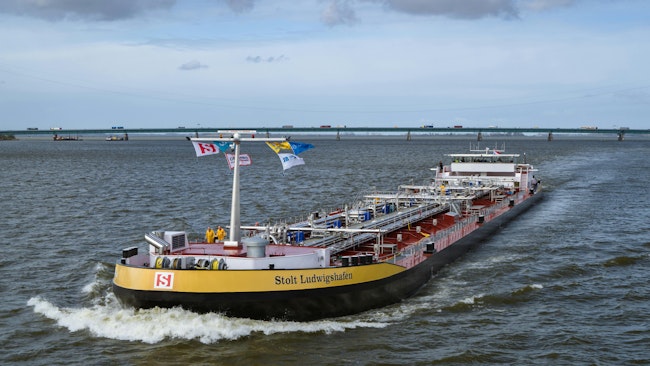 BASF shallow draft vessel on water