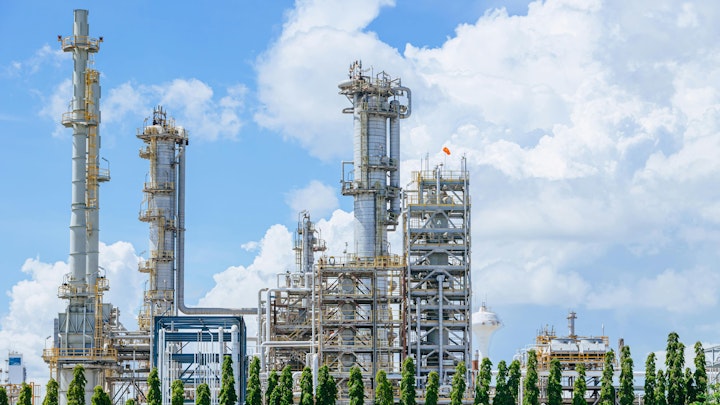 image of chemical plant against blue sky