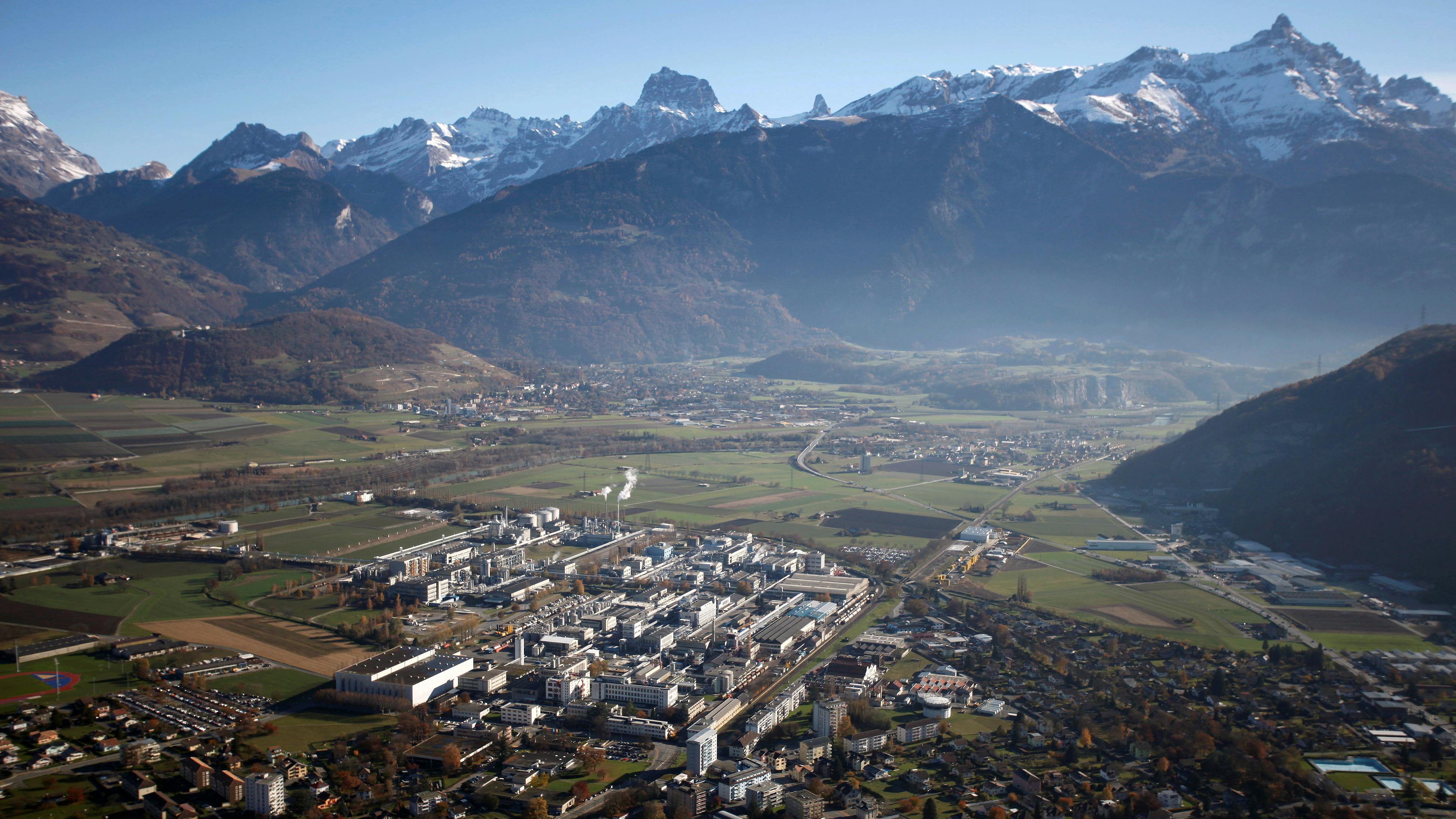 aerial view of DePoly recycling plant in Monthey, Switzerland