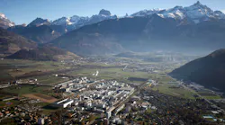 aerial view of DePoly recycling plant in Monthey, Switzerland