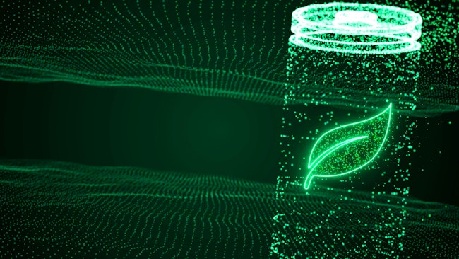 digital rendition of Lithium ion battery recharging with eco leaf symbol