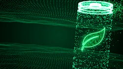 digital rendition of Lithium ion battery recharging with eco leaf symbol digital rendition of Lithium ion battery recharging with eco leaf symbol